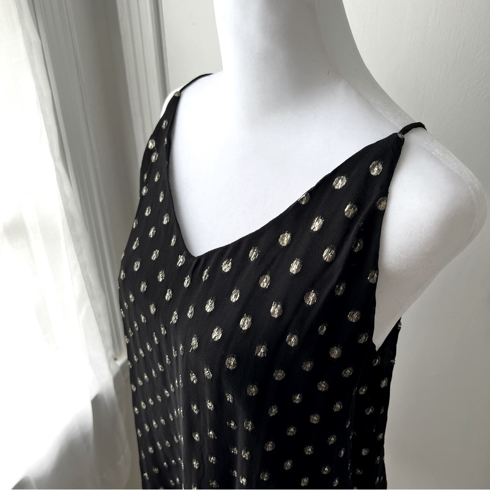 LOFT petite flowing black and gold polka dot cami